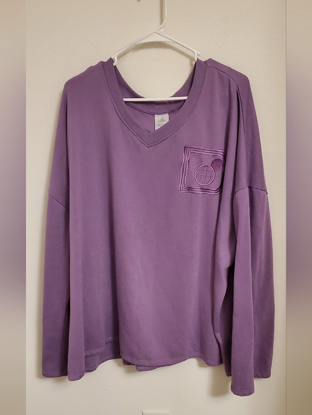 Disney Parks Womens Basic Purple Long Sleeve V-Neck Pullover Sweater 2X